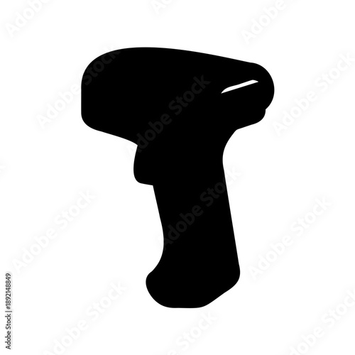 Silhouette of a handheld barcode scanner for retail and warehouse use