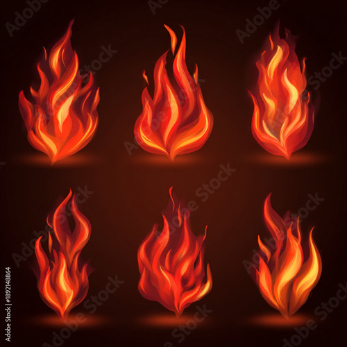 Flames burning with orange and yellow hues.