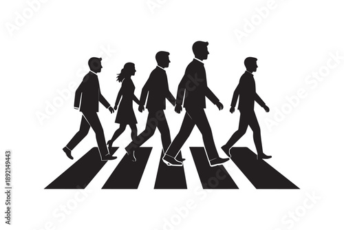 People walking on zebra crossing icon isolated on white background, urban street scene
