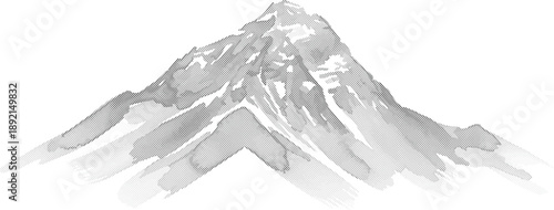 Watercolor Style Grey Mountain Peak Vector Illustration