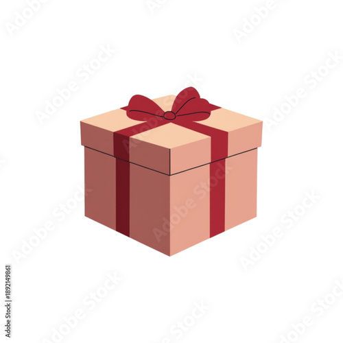 Beautifully wrapped gift box with elegant red ribbon and bow