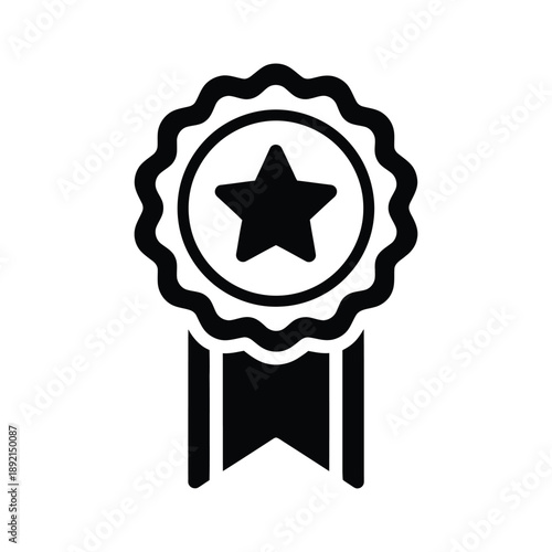 Black and white star award ribbon icon