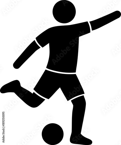 Soccer and football Player Kicking Ball Silhouette Vector Illustration