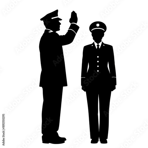 Military personnel in uniform salute Isolated On Transparent Background.