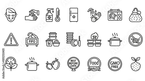 Food and drink icons set.