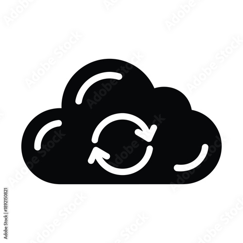 Cloud silhouette with rotating arrows
