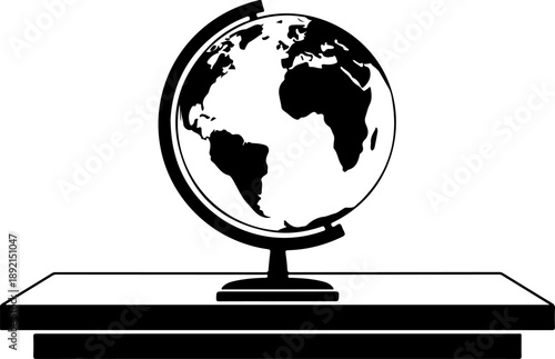 A globe on a desk silhouette vector illustration
