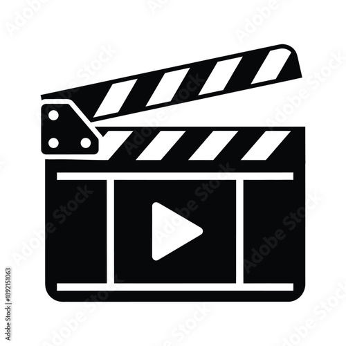 Film clapperboard silhouette icon for video production and movie making