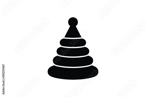Stacking ring toy simple silhouette icon representing childhood play and learning activities