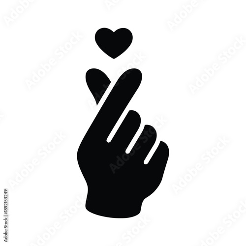 Silhouette of a hand with a heart above the index finger