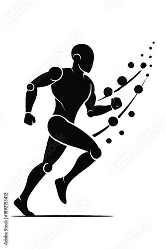 Composite image of fit man running against white background