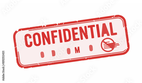 Confidential Censored Rubber Stamp Vector with Red Grunge Warning Symbol