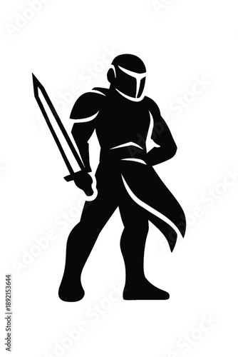 A Spartan or Trojan ancient Greek hoplite warrior silhouette. Could also be a Roman gladiator