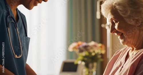 Wallpaper Mural Nurse comforting senior patient. Torontodigital.ca