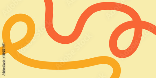 Dynamic abstract background featuring flowing vibrant orange and yellow curved lines creating a playful and modern pattern