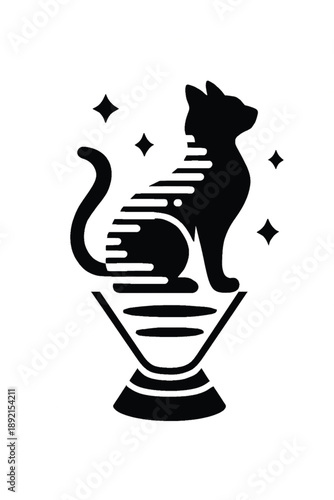 Collection of cat silhouettes in various poses isolated on background