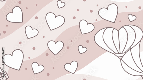 Romantic heart and hot air balloon illustration