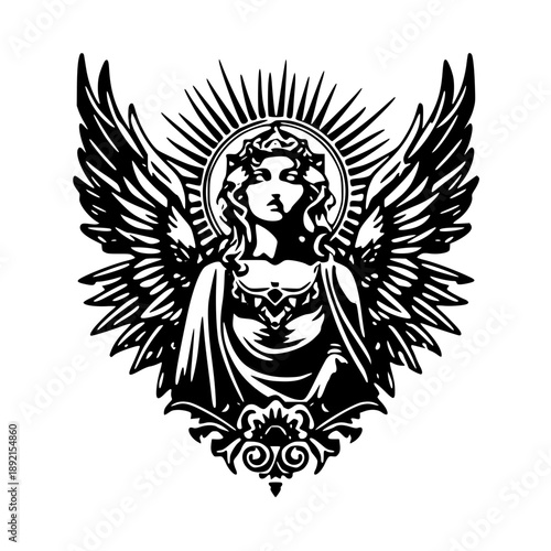 Menacing fantasy axe with skull and sharp blades