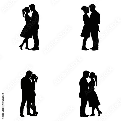 Romantic couple silhouettes collection. vector silhouettes of people