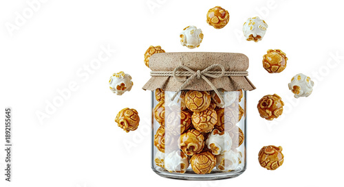 Jar of Caramel and White Chocolate Popcorn