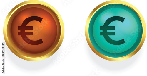 collection of european golden coin symbol design