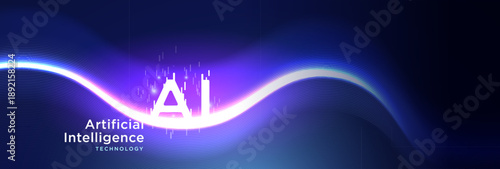 AI Technology Background with Futuristic Light Wave