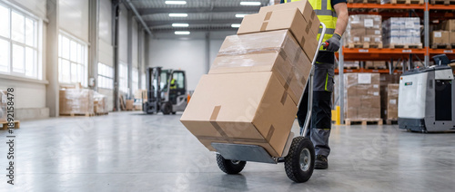 Shipping Delivery Concept with Dolly Moving Boxes and Packages