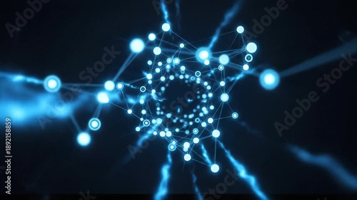 Abstract glowing blue nodes connected by lines on dark