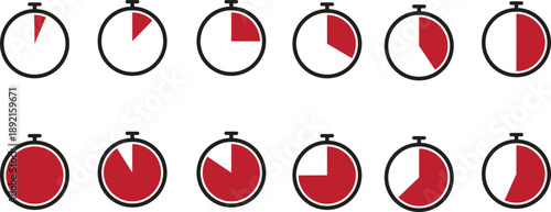 Stop watch icon set