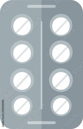 Flat Vector Illustration of Medicine Blister Pack with Pills for Healthcare and Pharmacy Use