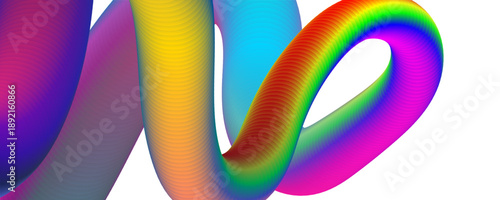 colorful 3D rainbow ribbons twisting together