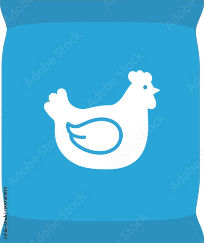 Minimalist Blue Chicken Feed Bag Icon for Poultry Farming and Agriculture Branding