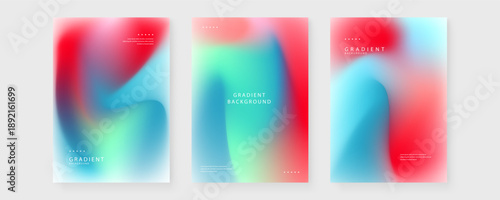 Set of three high-contrast posters with red and blue liquid mesh gradients representing energy and dynamic motion