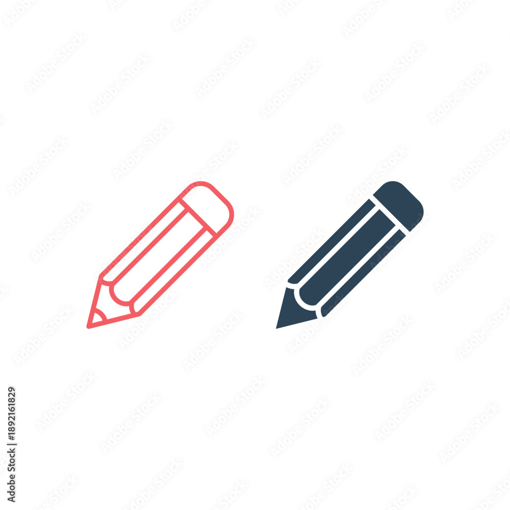 Fototapeta premium Pencil flat icons set, logo of school.