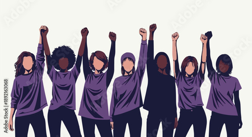 Diverse Women Raise Fists in Solidarity and Empowerment.