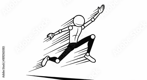 Dynamic Figure in Motion Jumping Forward.