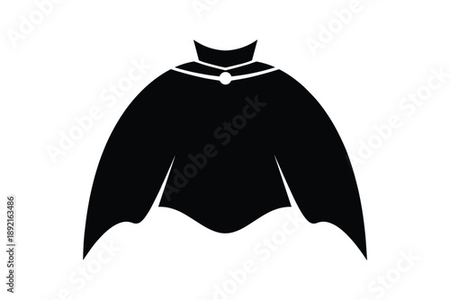 Vampire cape silhouette icon for halloween costume design element isolated on white background