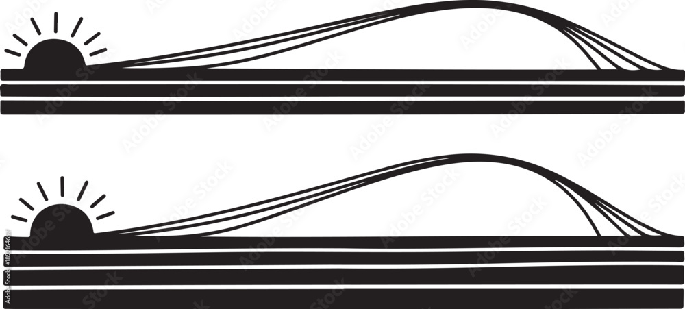 Fototapeta premium Simple black and white illustration of suspension bridge designs