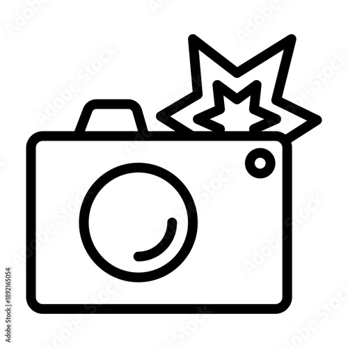 Flash Camera Vector Line Icon Design