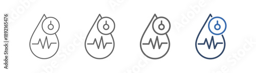 
outline icon set blood pressure with blood pressure measuring device design