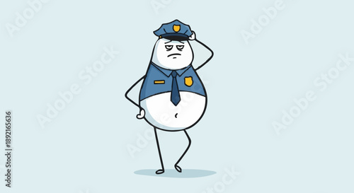 Funny Egg Character Dressed as Police Officer.