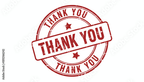 A red thank you stamp with text on white background