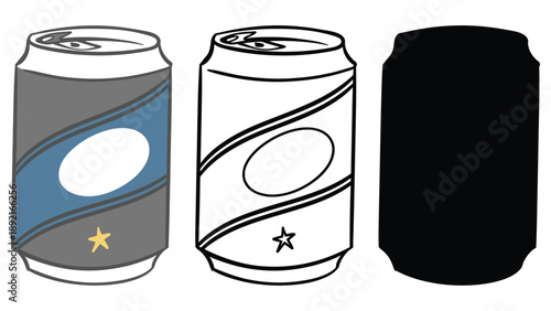 An illustration of three soda cans in different design styles
