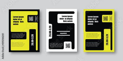 Modern graphic design posters with qr codes and text