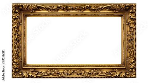 Ornate gold frame with empty center for art display.