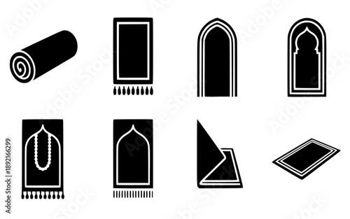 Minimalist Muslim Prayer Mat Icons