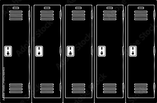 Row school locker silhouette vector illustration