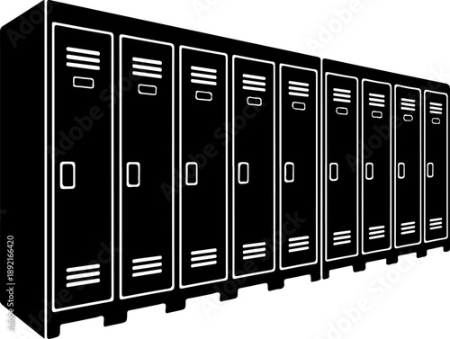 Row school locker silhouette vector illustration