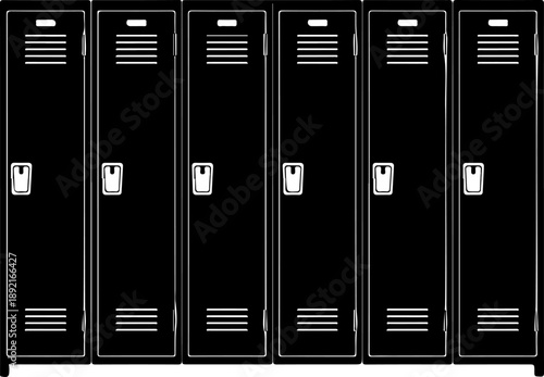 Row school locker silhouette vector illustration