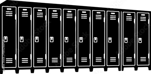 Row school locker silhouette vector illustration